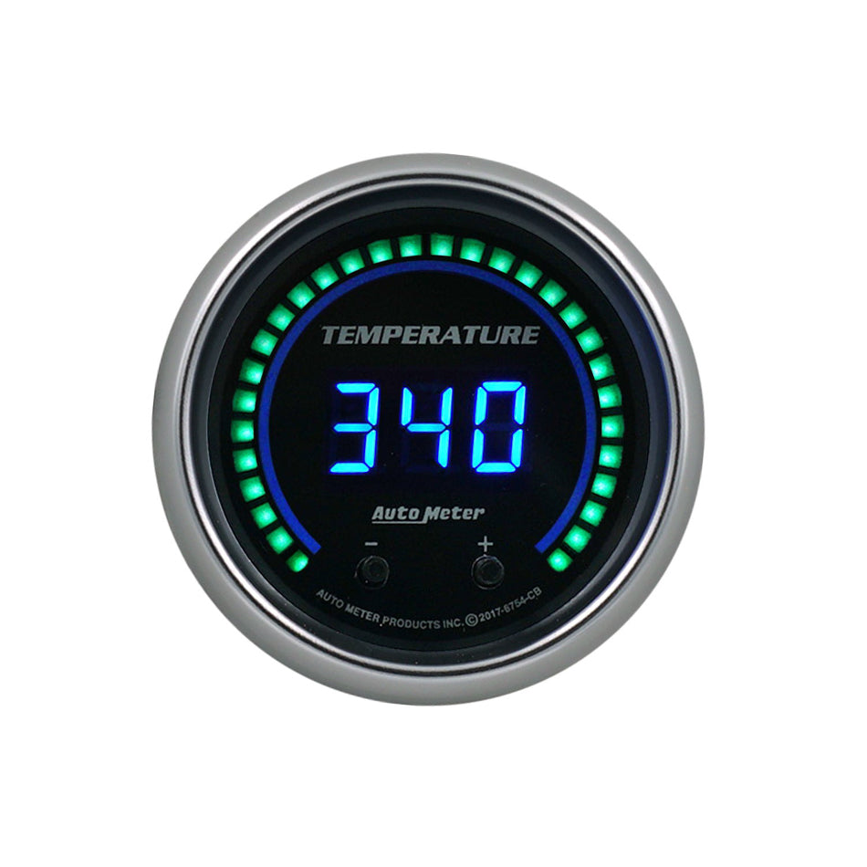Auto Meter Cobalt Elite Temperature Gauge - Digital - Electric - 60-340° F/40-170° C - 2-1/16" - Black Face