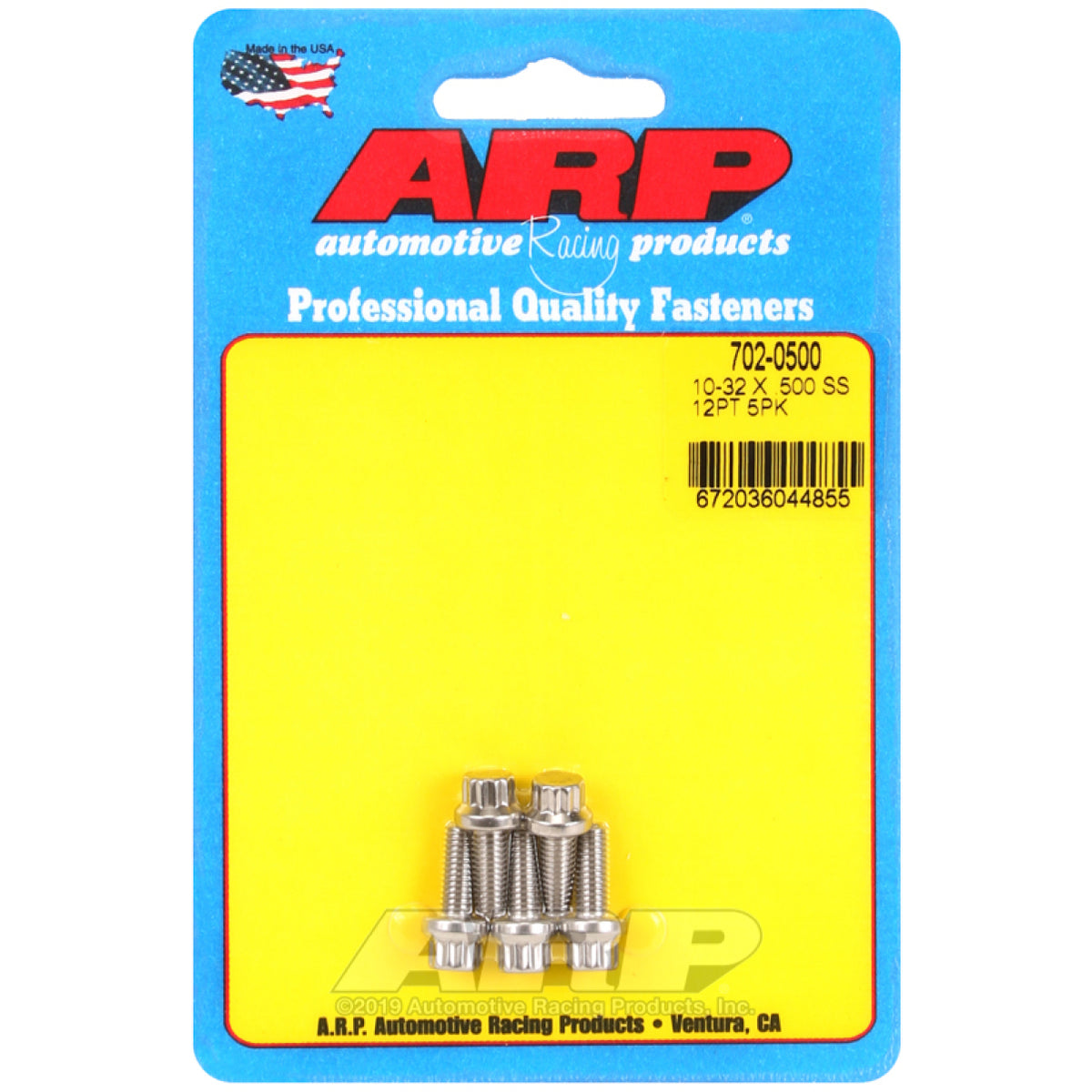 ARP 10-32 Thread Bolt 0.500" Long 1/4" 12 Point Head Stainless - Polished