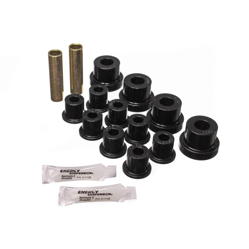 Energy Suspension Hyper-Flex Front Leaf Spring Bushing Kit - Black / Cadmium - Jeep CJ 1976-86