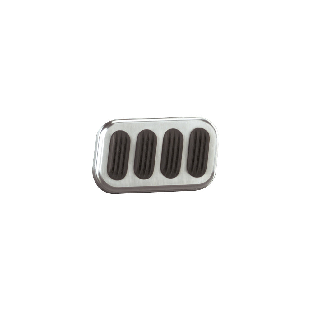 Lokar Brake Pedal Pad - 3" Wide x 2" Tall - Rubber Pads - Billet Aluminum - Brushed - Universal