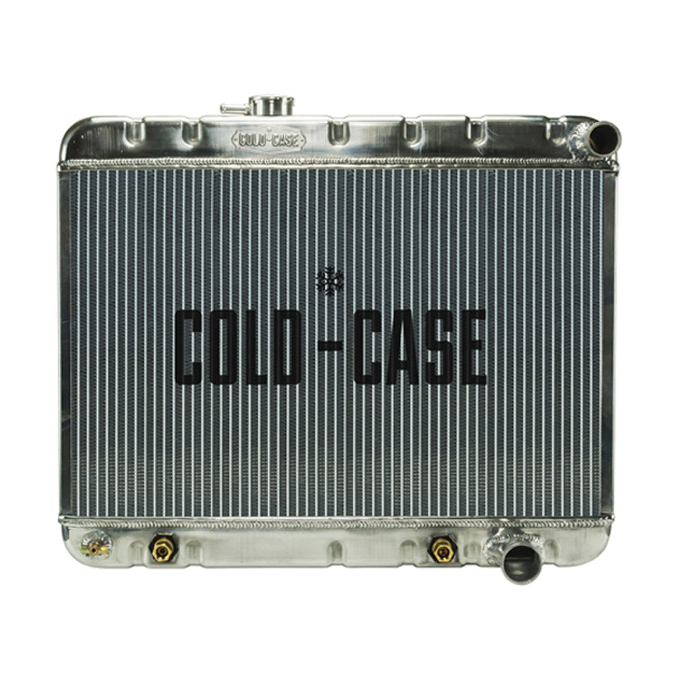 Cold-Case Aluminum Radiator - 25.75" W x 20.125" H x 3" D - Passenger Side Inlet - Passenger Side Outlet - Without Air Conditioning - Polished - Automatic - GM A-Body 1964-65