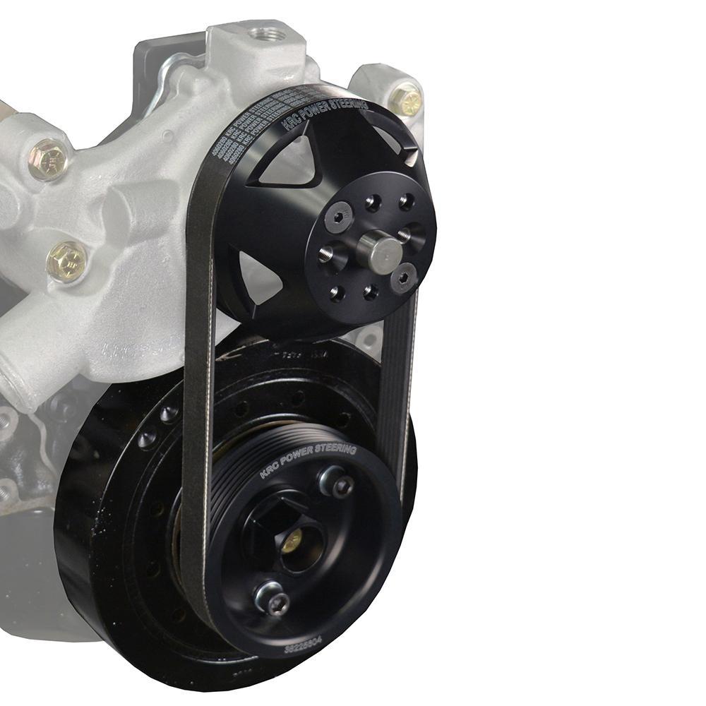 KRC Economy 6-Rib Serpentine Pulley Kit - Black Anodized - Small Block Chevy