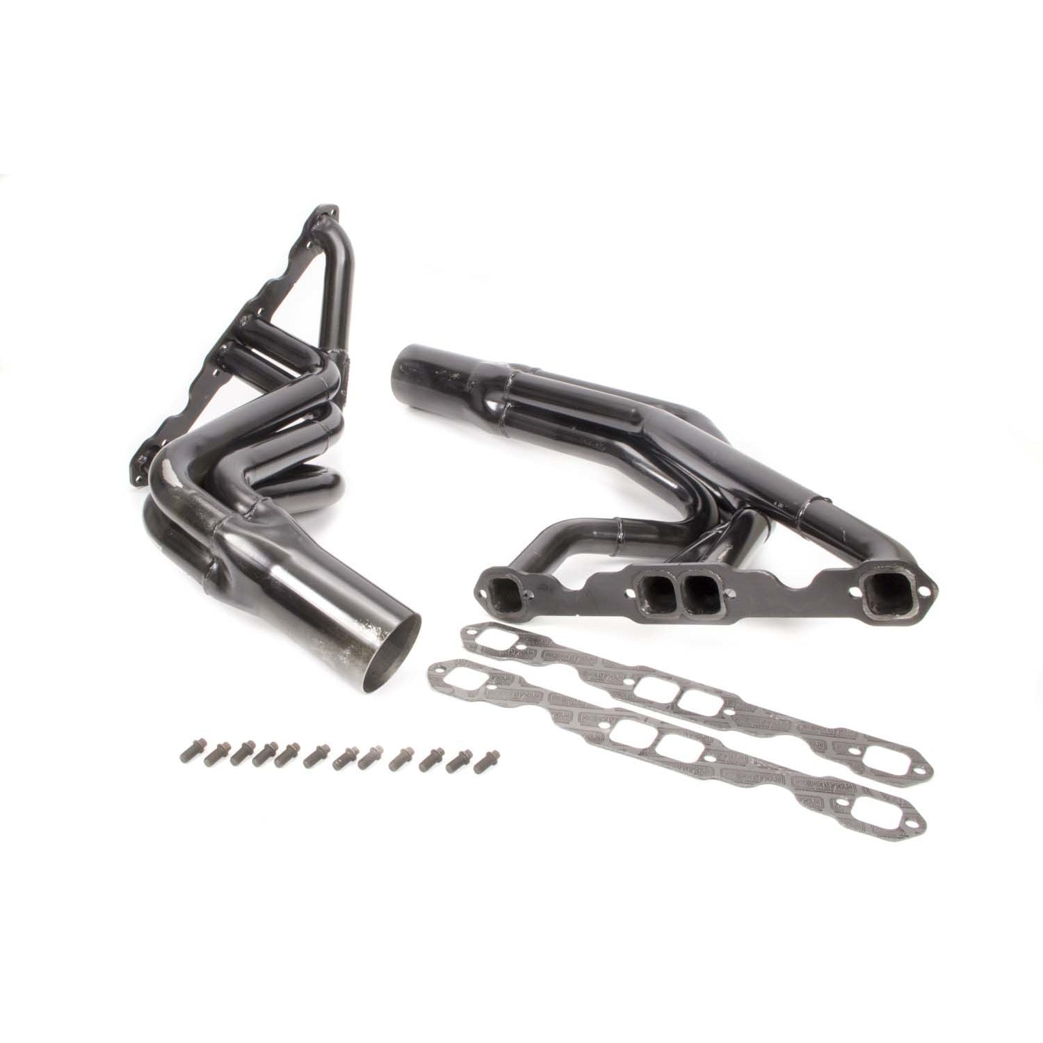 Schoenfeld Dirt Late Model Headers - 1-3/4" to 1-7/8" Tube Diameter - 3-1/2" x 8" Collectors - Standard SB Chevy