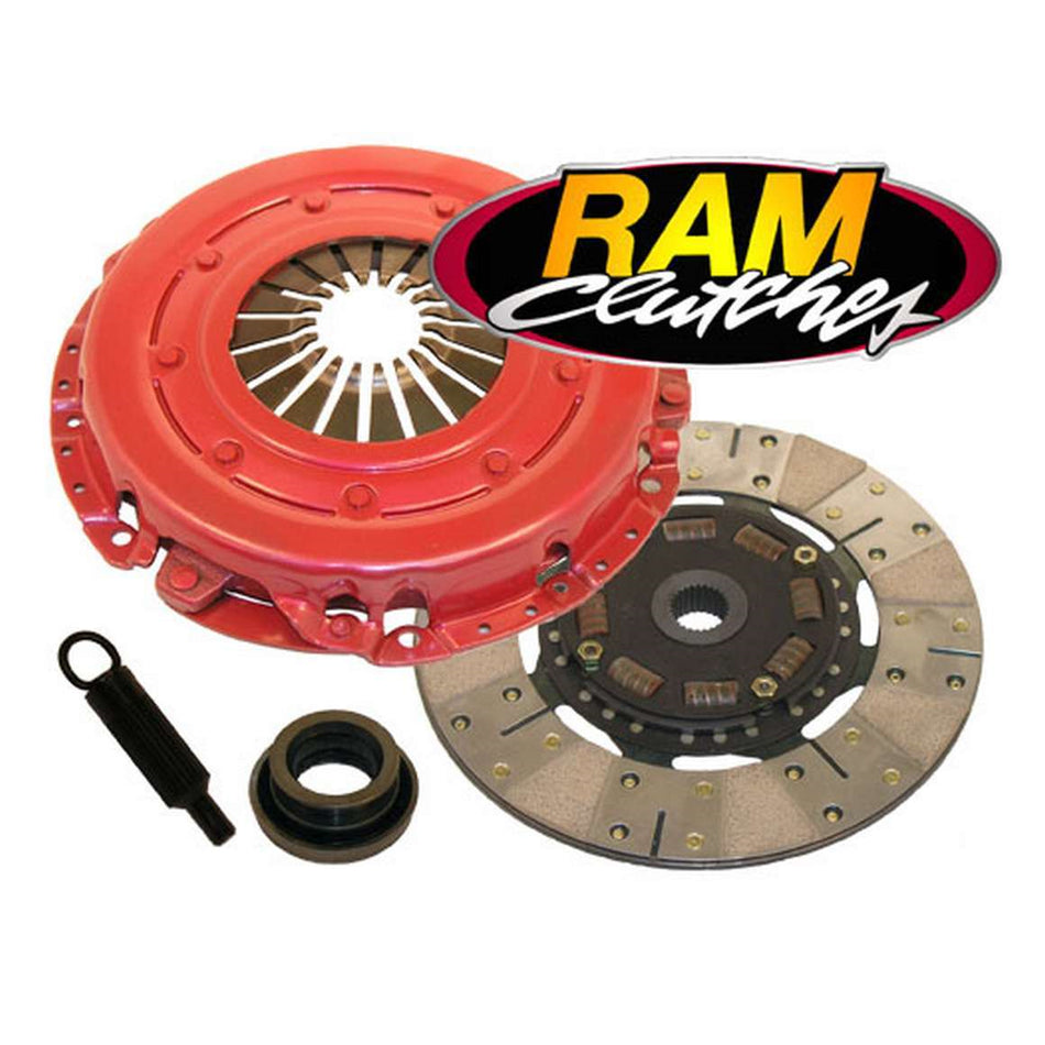 Ram Automotive Power Grip Single Disc Clutch Kit - 10-1/2 in Diameter - 1-1/8 in x 26 Spline - Sprung Hub - Metallic / Organic - V8 - Ford Mustang 1986-2000