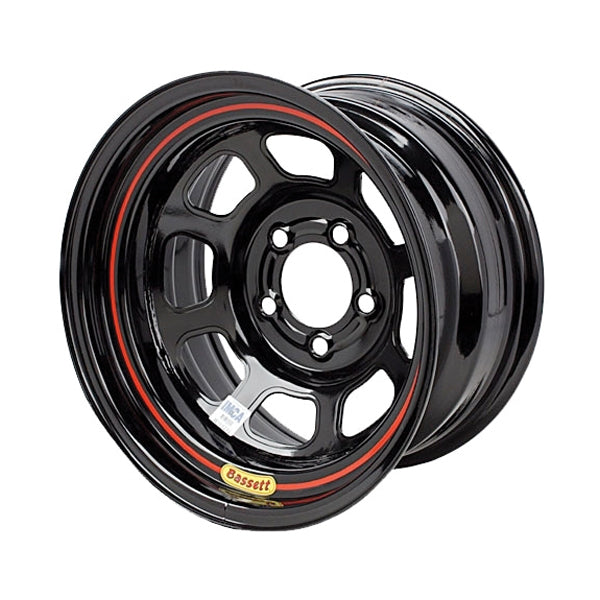 Bassett DOT Street Legal Wheel - 15 x 7" - 4.000" Backspace - 5 x 100 mm Bolt Pattern - Steel - Black Powder Coat