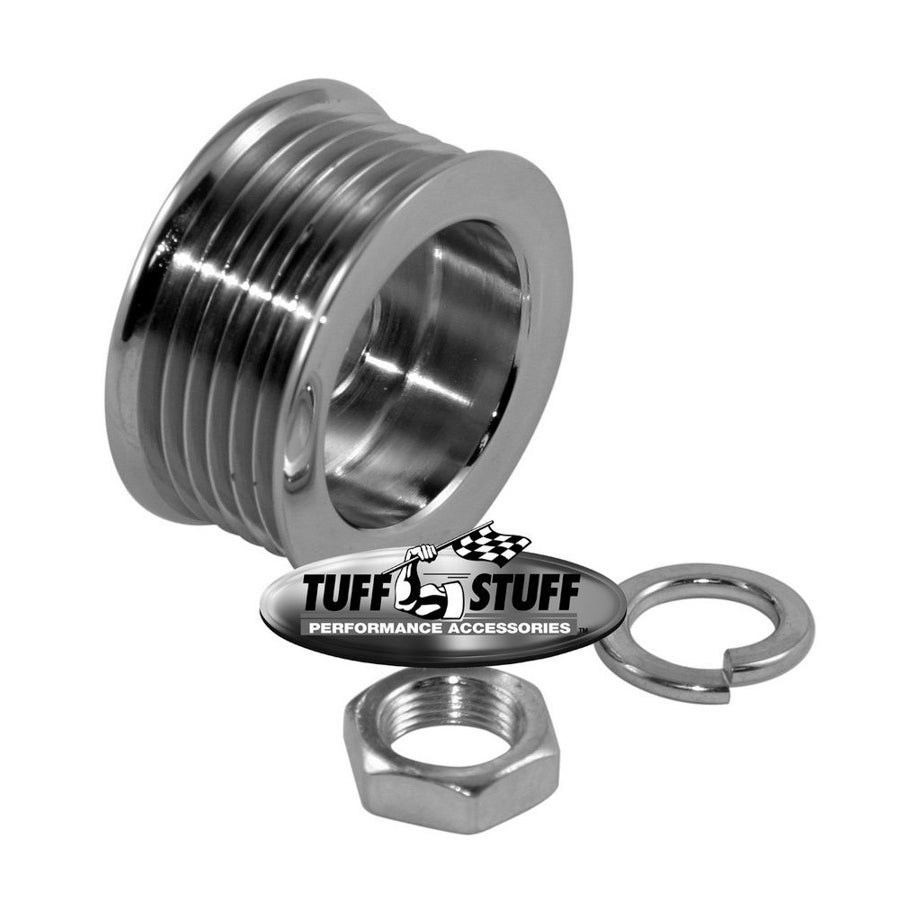 Tuff Stuff Performance 6 Rib Serpentine Alternator Pulley Hardware Included Steel Chrome - Universal