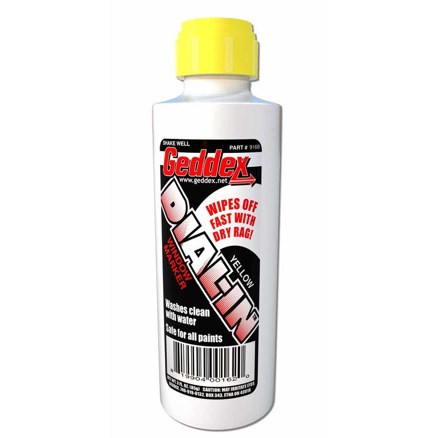 Geddex Dial-In Dial-In Marker Window Yellow Safe on Glass/Polycarbonate/Rubber - 3 oz Bottle/Applicator