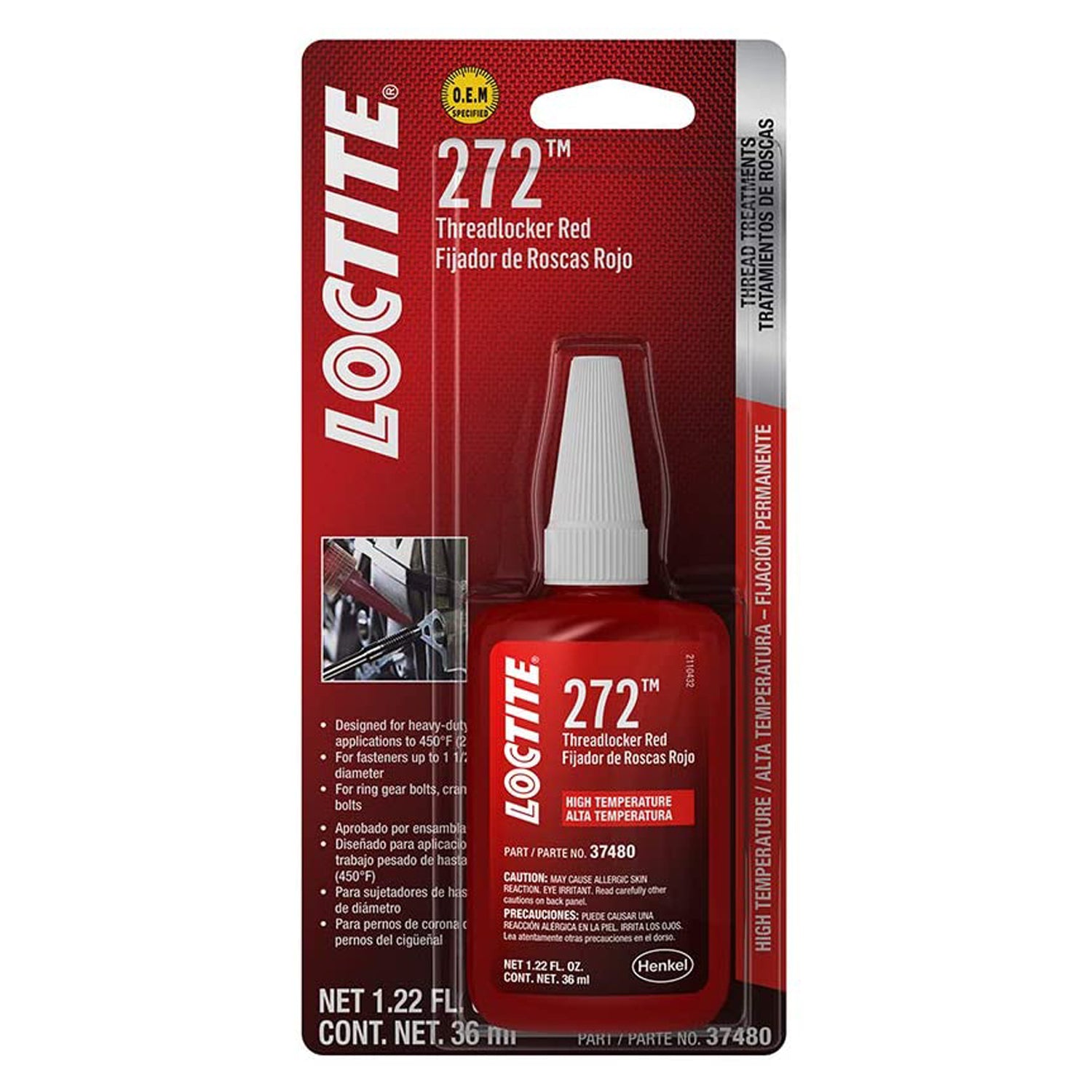 Loctite Thread Locker - Red 272 - 36 ml Bottle