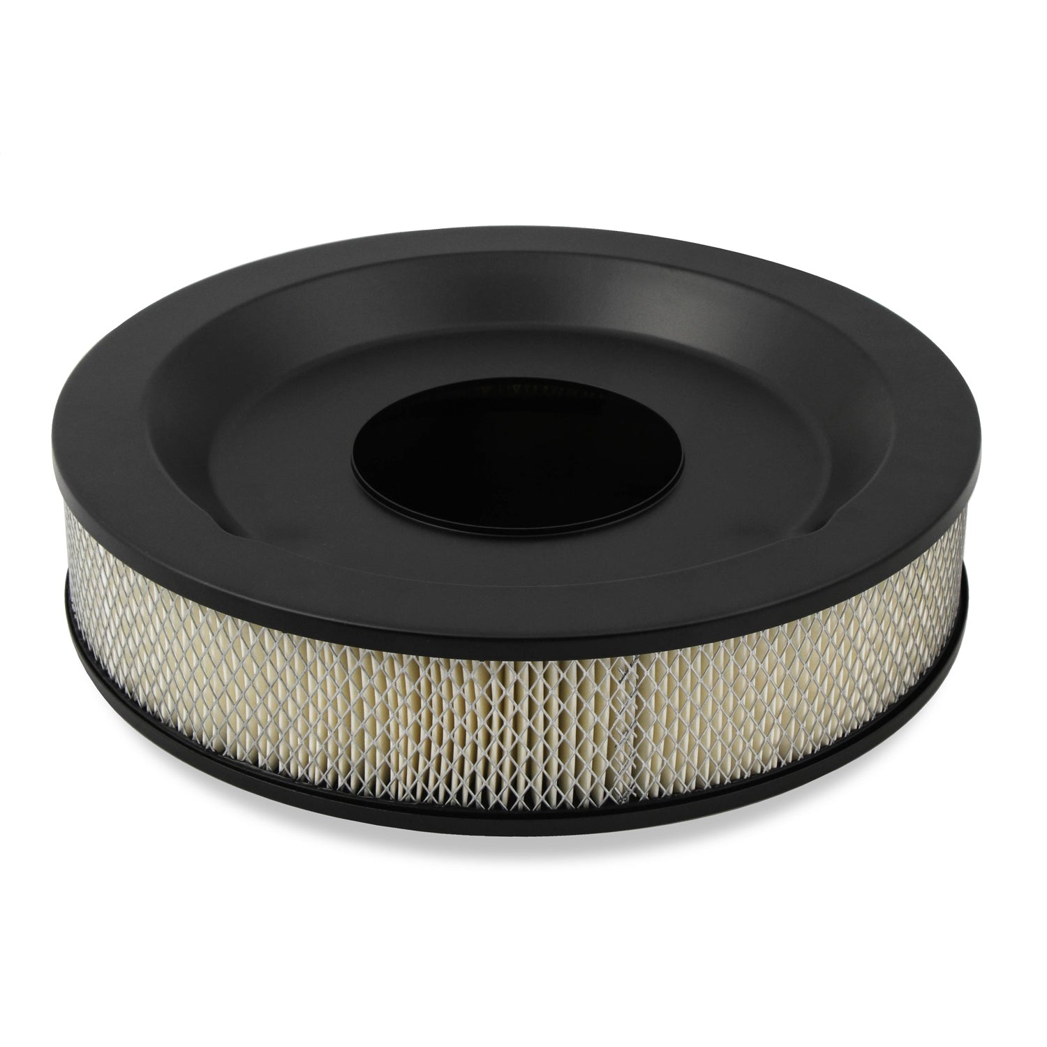 Holley 14" Round Air Cleaner Assembly - 3" Tall - 5-1/8" Carb Flange - Drop Base - Paper Filter - Steel - Black