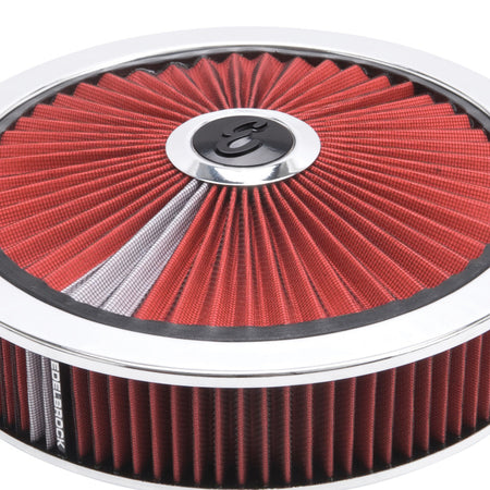 Edelbrock Pro-Flo Air Cleaner Assembly 14" Round 3" Tall 5-1/8" Carb Flange - Red Cotton