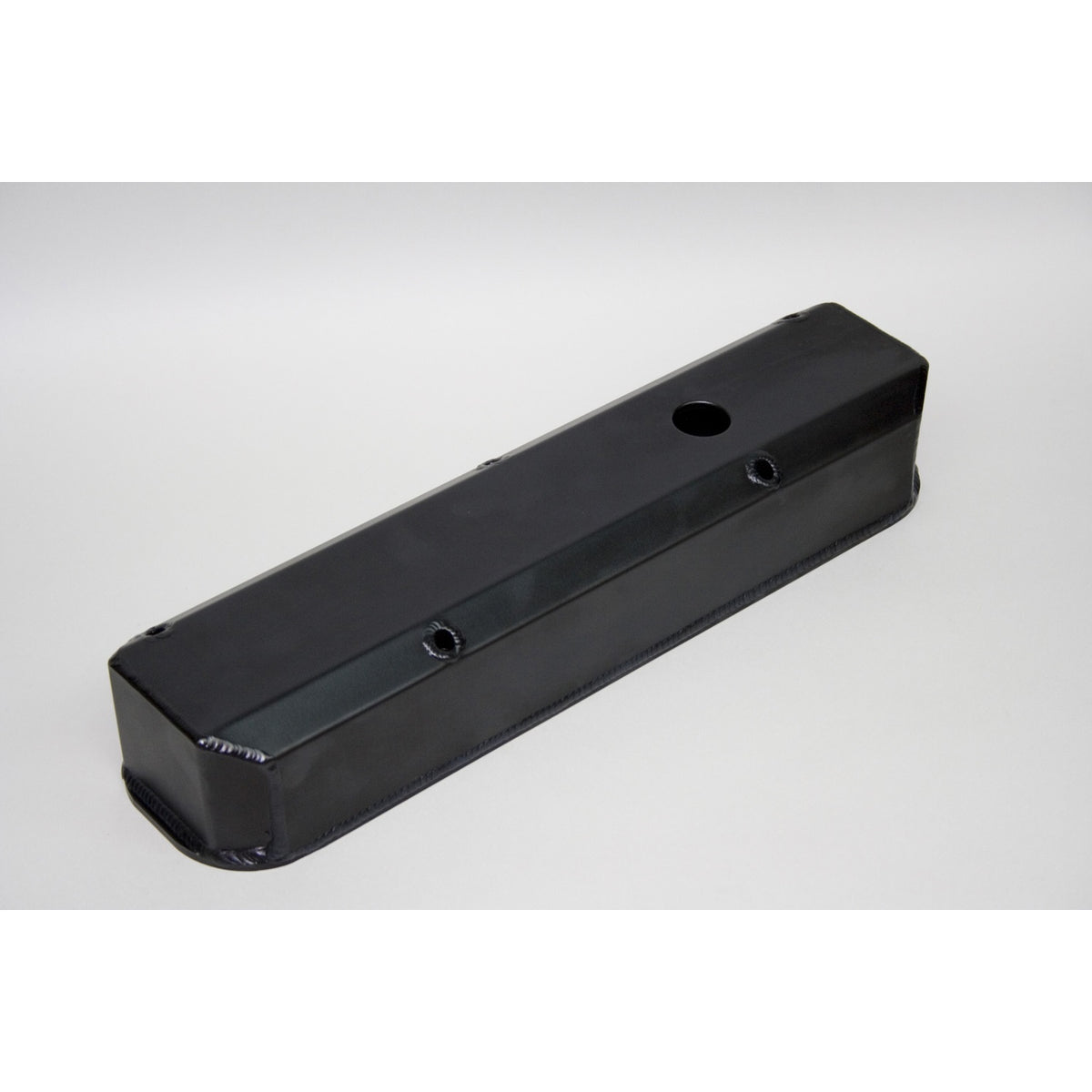 PRW INDUSTRIES Stock Height Valve Covers Breather Hole Hardware Aluminum - Black Anodize