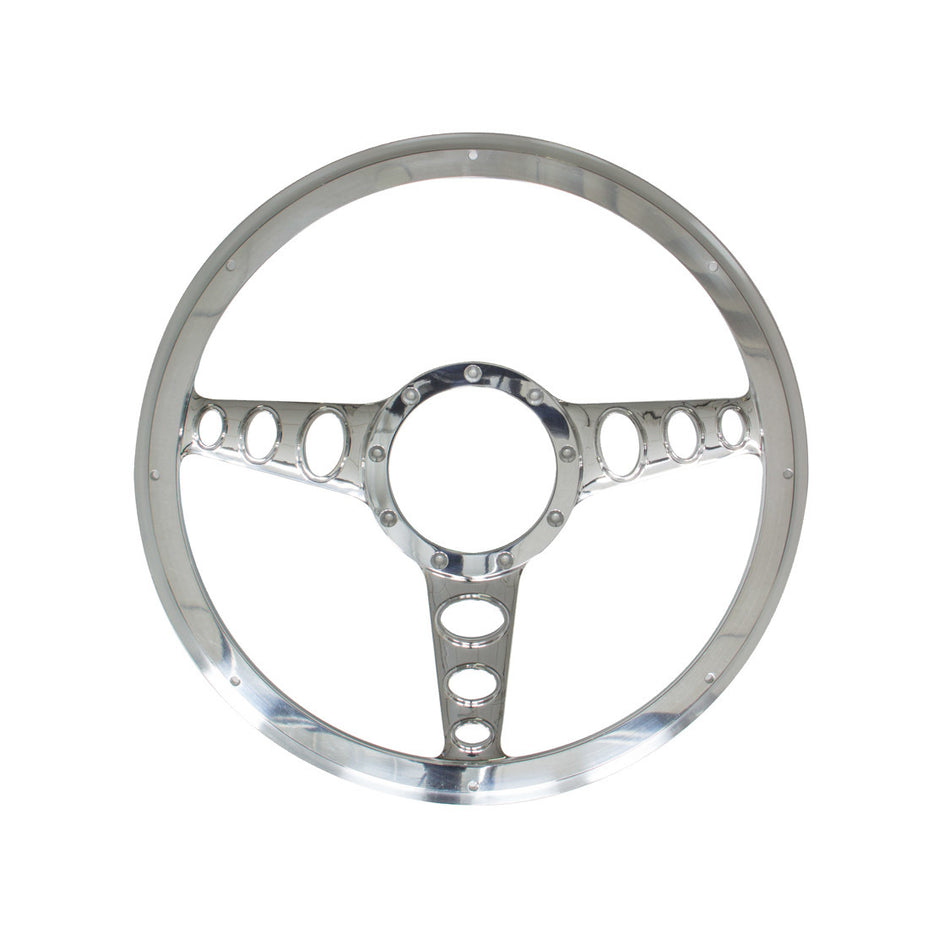 Billet Specialties Half Wrap Steering Wheel - Outlaw - Polished - 3-Spoke - 14 in. Diameter