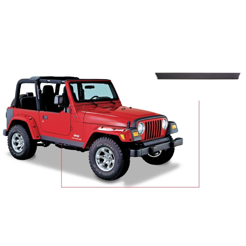 Bushwacker Trail Armor Rocker Panel Guard - Stick-On Plastic Black - Jeep Wrangler TJ 1997-2006