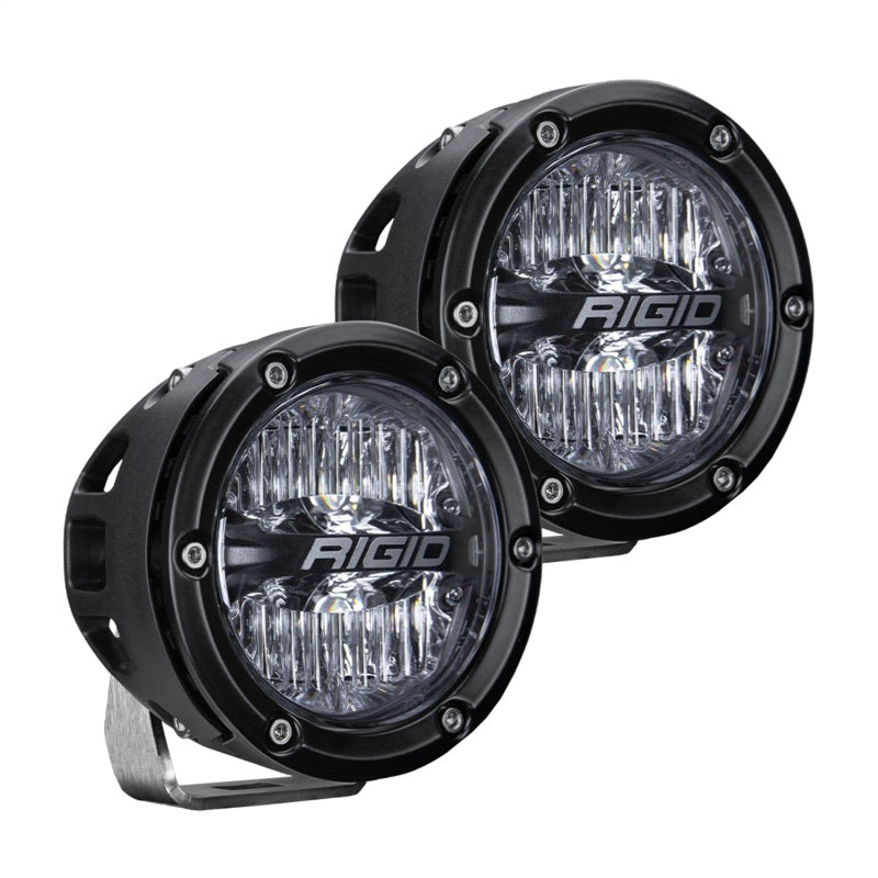 Rigid Industries 360 Series LED Driving Light Assembly - 4 LEDs - Amber - 4 in Diameter - Surface Mount - Black (Pair)