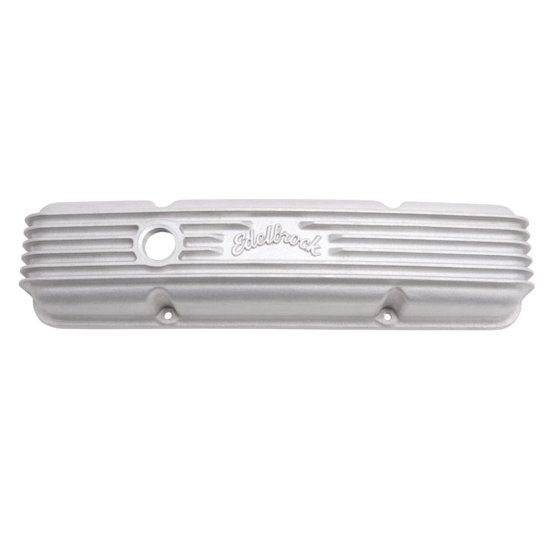 Edelbrock Classic Valve Covers Short Breather Hole Edelbrock Logo - Aluminum