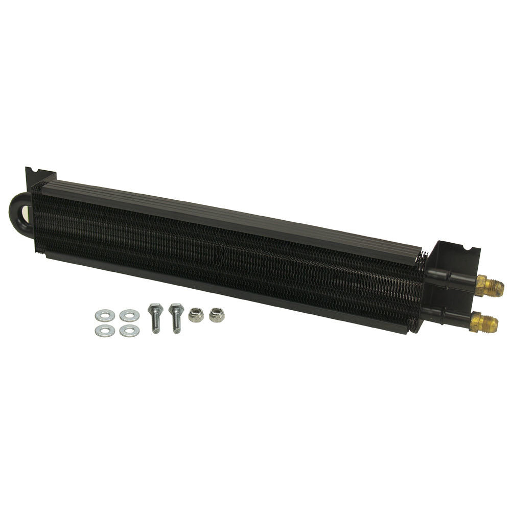 Derale Fluid Cooler - Tube Type - 6 AN Male Inlet/Outlet - Hardware - Aluminum/Copper - Black Powder Coat - Universal