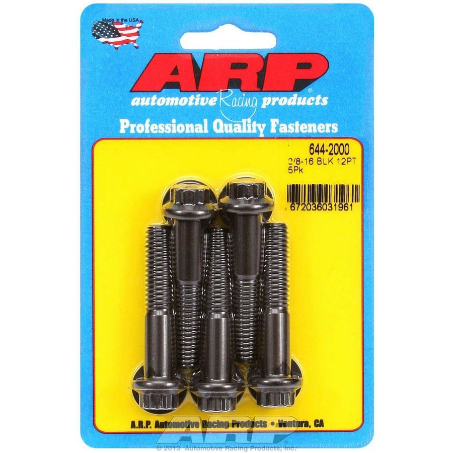 ARP 3/8-16 in Thread Bolt - 2 in Long - 7/16 in 12 Point Head - Chromoly - Black Oxide - Universal - Set of 5