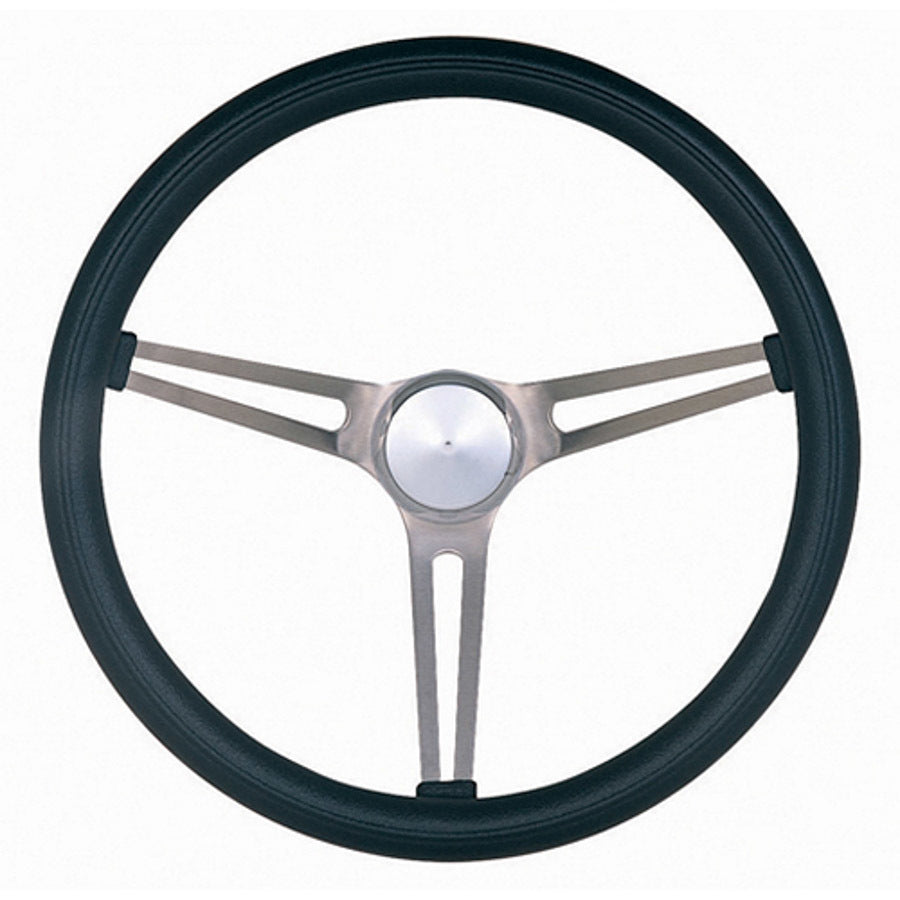 Grant Classic Nostalgia Steering Wheel - 15 in Diameter - 4.125 in Dish - 3-Spoke - Black Foam Grip - Brushed 969-0