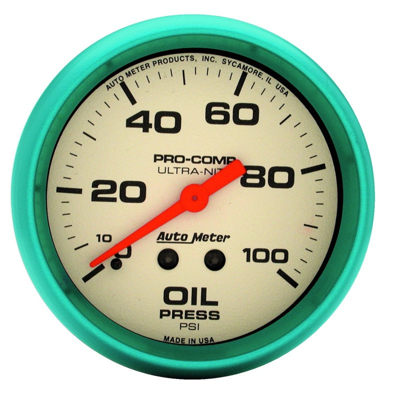 Auto Meter Ultra-Nite Oil Pressure Gauge - 2-5/8" - 0-100 PSI