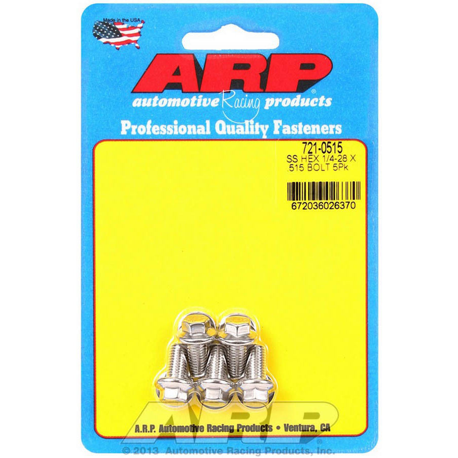 ARP 1/4-28" Thread Bolt 0.515" Long 5/16" Hex Head Stainless - Polished