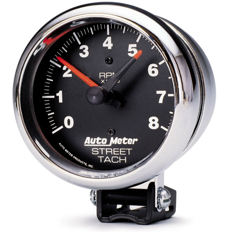 Auto Meter Z-Series 8000 RPM Tachometer - Electric - Analog - 3-3/4 in Diameter - Pedestal Mount - Black Face 2895