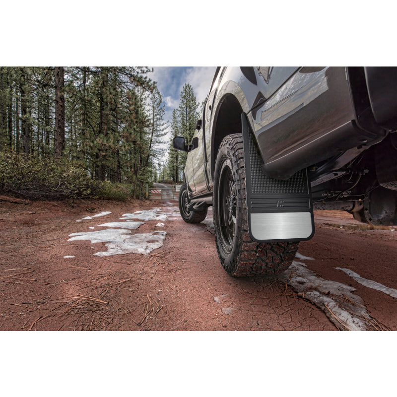Husky Liners MudDog Front Mud Flap - 12 in Wide - Rubber - Black / Textured - Various Applications 55100 - Pair