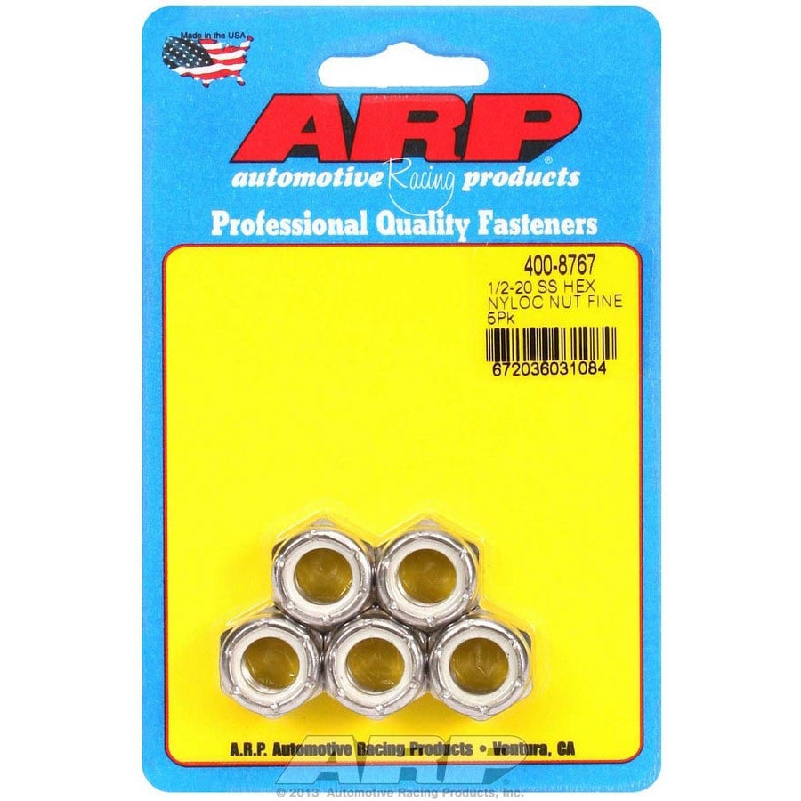 ARP Stainless Steel 6 Point Fine Nyloc Nuts - 1/2-20 (5)