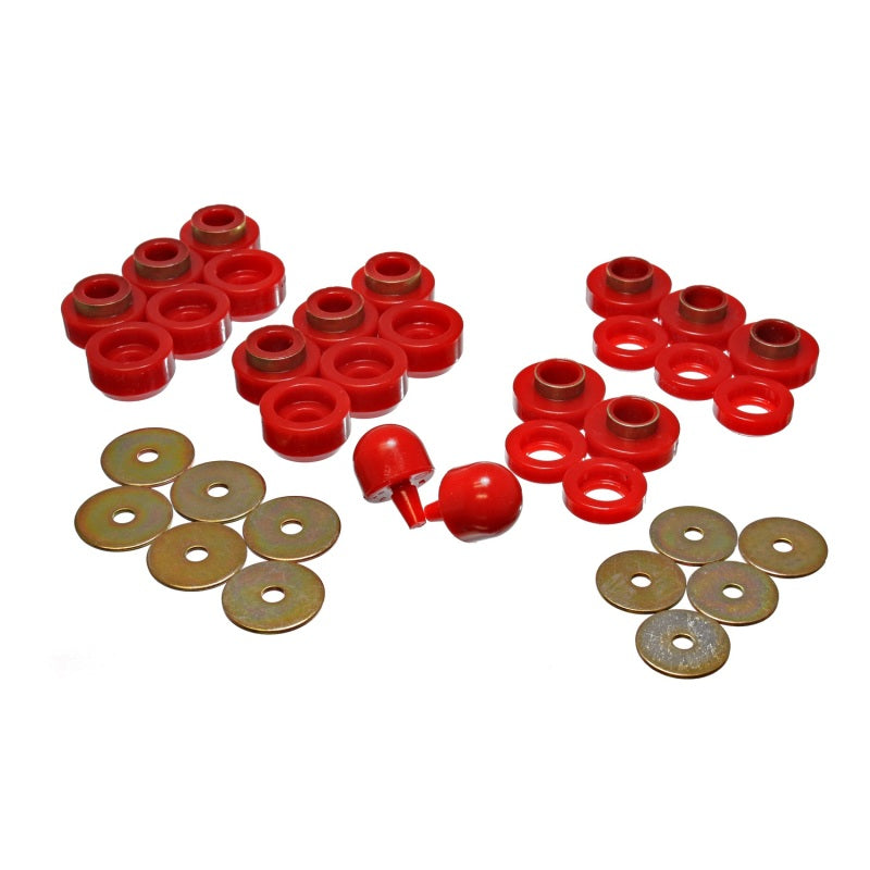 Energy Suspension Hyper-Flex Body Mount Bushing - Red / Cadmium - Jeep Wrangler TJ 1997-2006