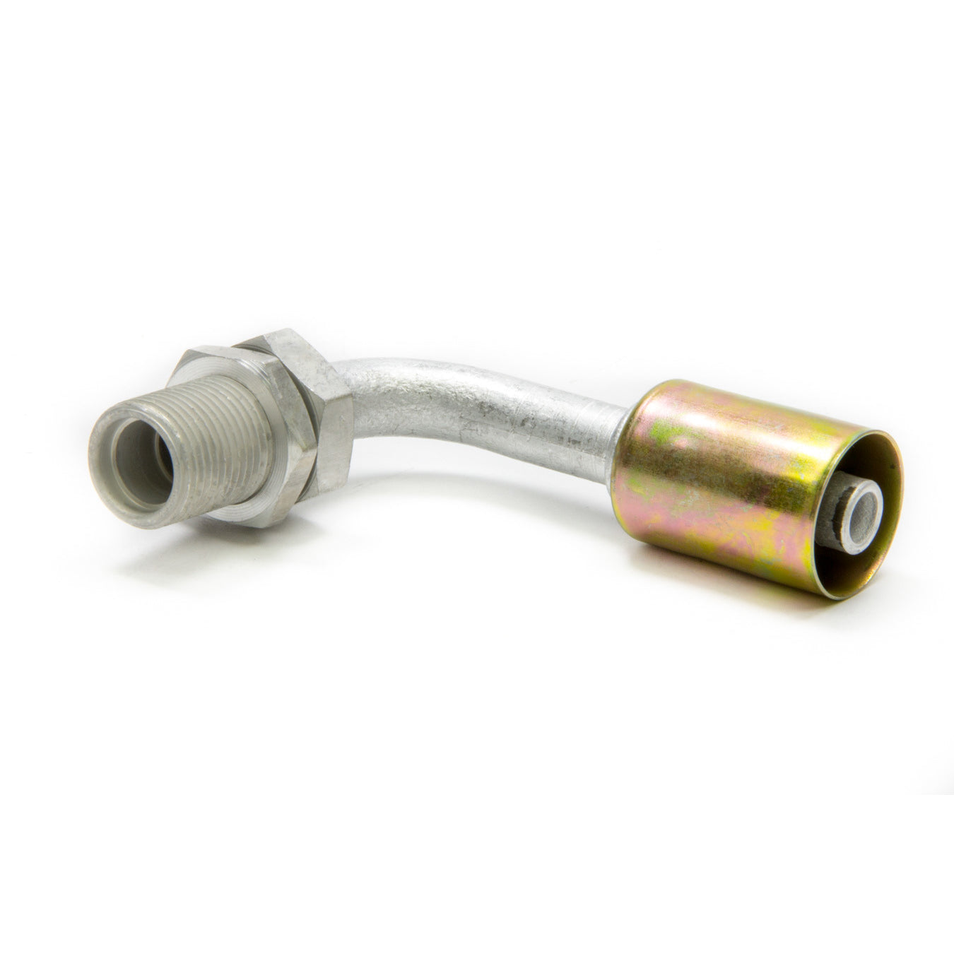 Vintage Air Bulkhead Fitting 90 Degree 8 AN Hose Crimp to 8 AN Male O-Ring Bulkhead - Aluminum/Steel