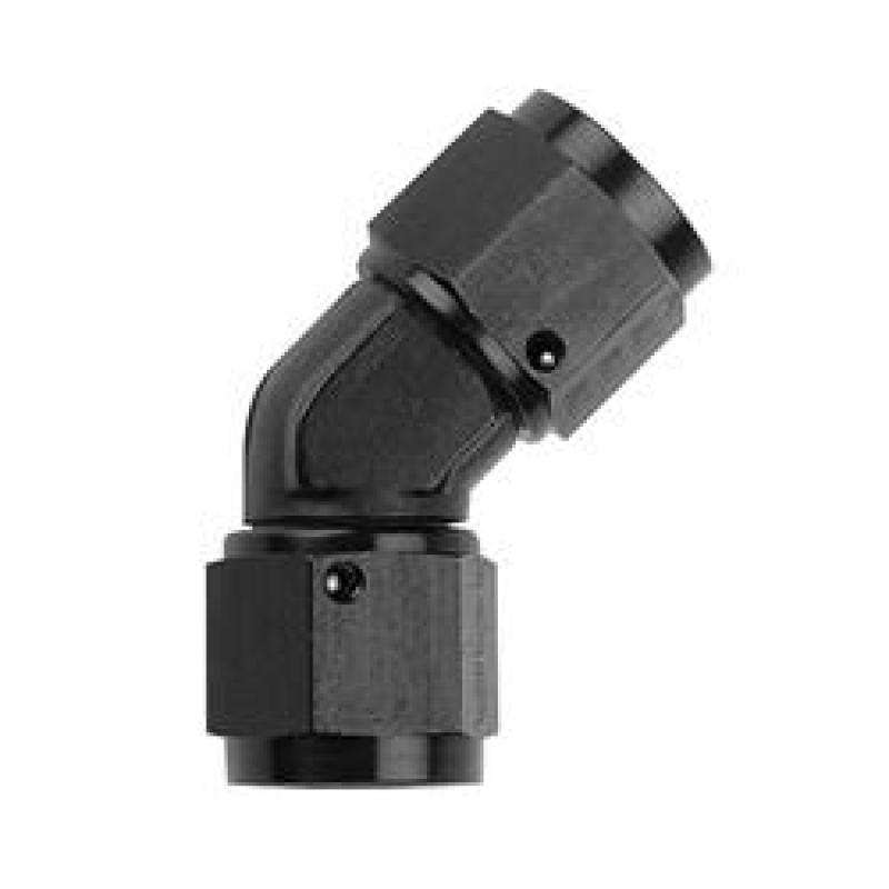 Fragola Adapter Fitting - 45 Degree - 6 AN Female to 6 AN Female - Swivel - Aluminum - Black