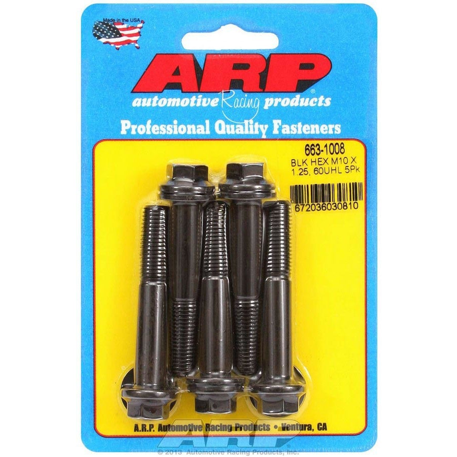 ARP 10 mm x 1.25 Thread Bolt 60 mm Long 12 mm Hex Head Chromoly - Black Oxide