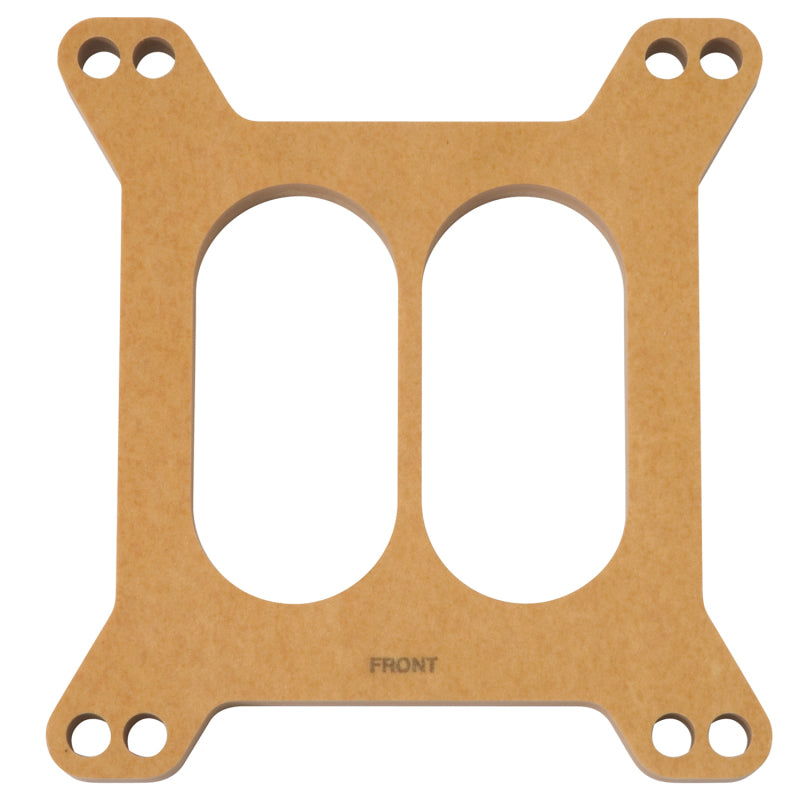 Edelbrock 1/2" Thick Carburetor Spacer Divided Wall Square Bore Wood - Natural