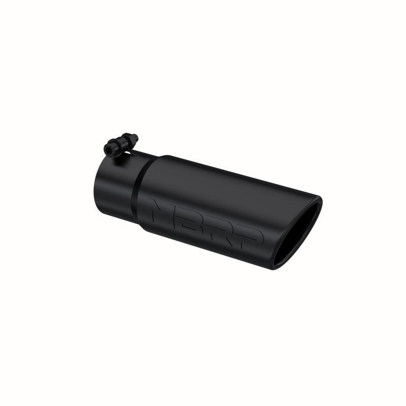 MBRP Exhaust Tip - 3" Inlet - 3-1/2" Round Outlet - 10" Length - Single Wall - Rolled Edge - Angled Cut - Stainless - Black Powder Coat