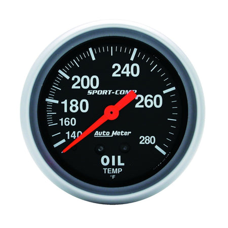 Auto Meter 140-280° Sport-Comp Oil Temperature Gauge - 2-5/8"