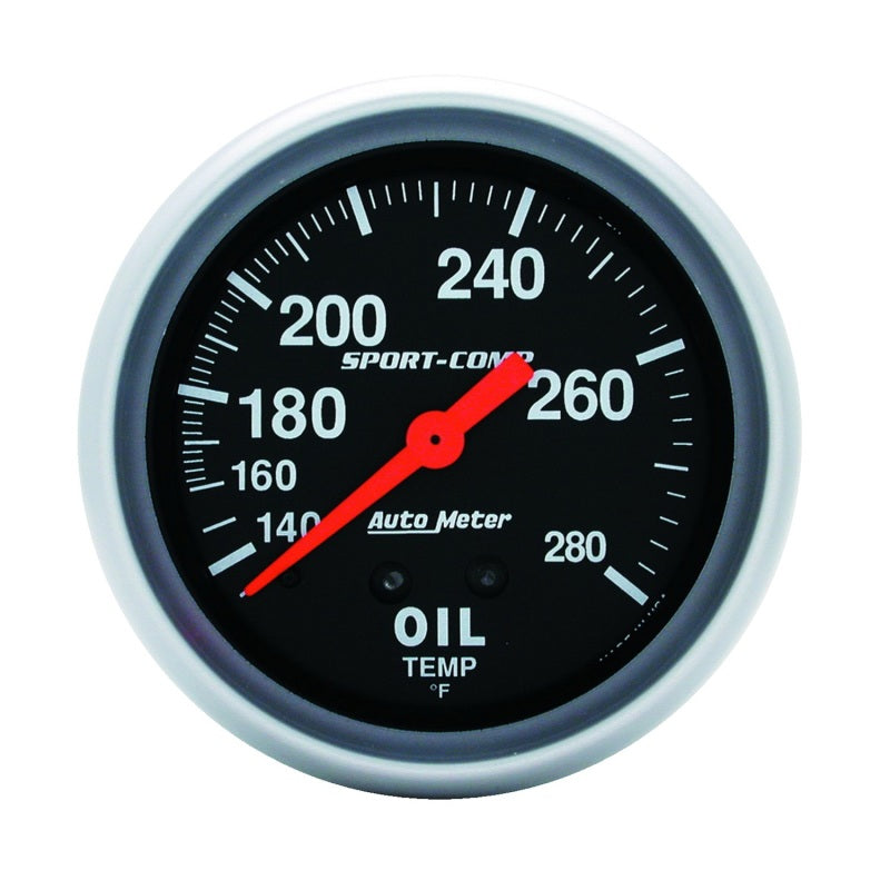 Auto Meter 140-280°  Sport-Comp Oil Temperature Gauge - 2-5/8"