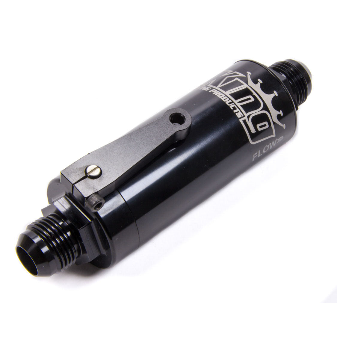 King Racing Products Inline Fuel Filter 100 Micron Stainless Element 12 AN Male Inlet/Outlet - Fuel Shut Off