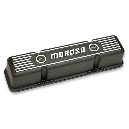 Moroso Die-Cast Aluminum Valve Covers - Black Epoxy Finish - SB Chevy - Tall Design