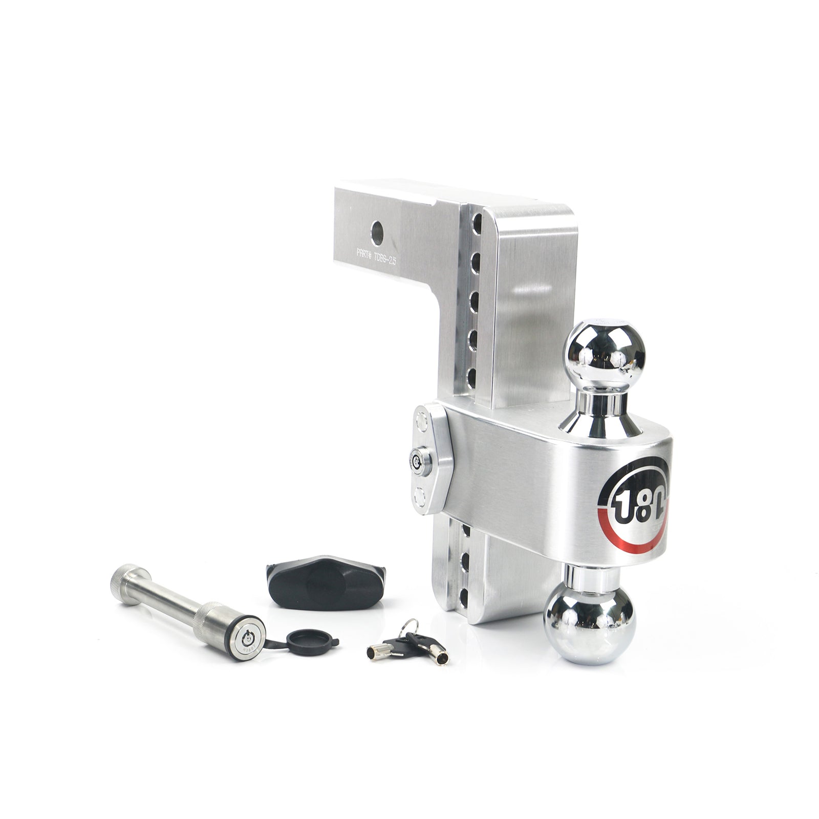 Weigh Safe Ball Mount Hitch - 2/2-5/16" Hitch - 8" Drop - 8000/18500 lb Capacity - Keyed Alike - Aluminum/Steel/Chrome