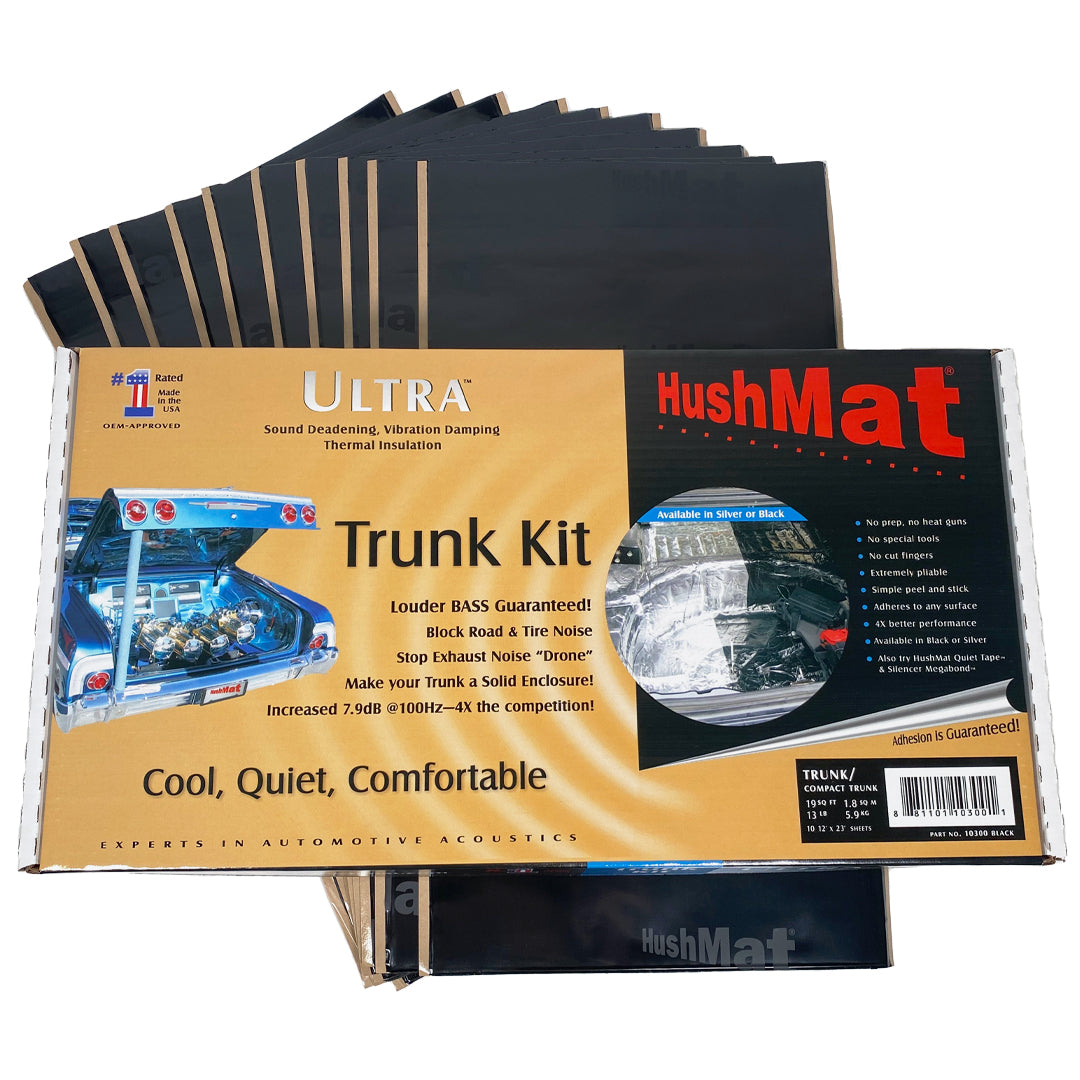 Hushmat Ultra Trunk Kit Heat and Sound Barrier 12 x 23" Sheet 1/8" Thick Rubber - Black