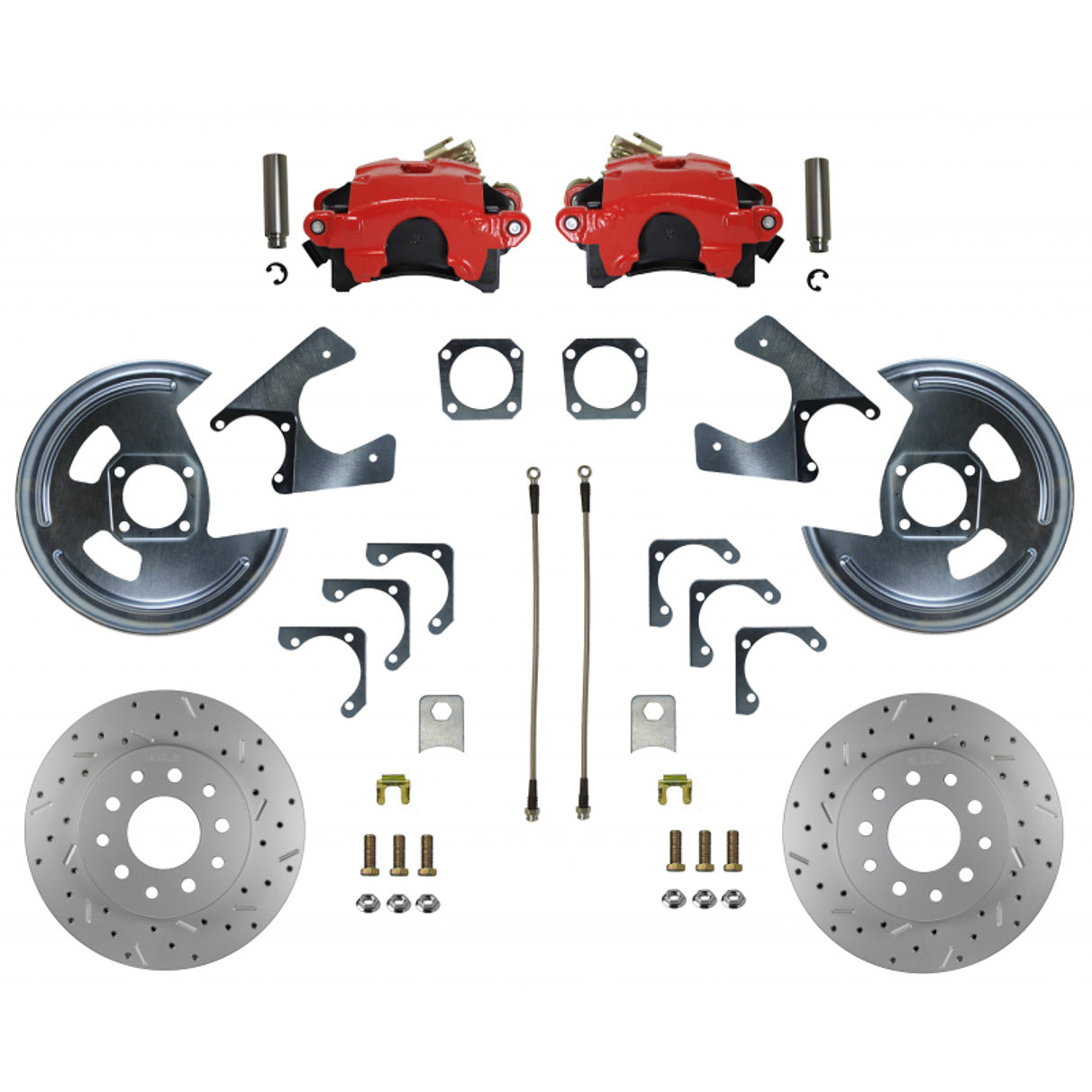 Leed MaxGrip XDS Brake System - Disc Conversion - Rear - 1 Piston Caliper - Iron - Red Powder Coat