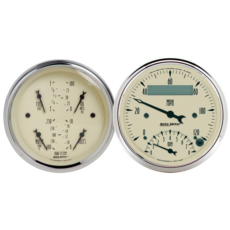 Auto Meter Antique Beige Quad Gauge / Tachometer / Speedometer Kit - 3-3/8 in.