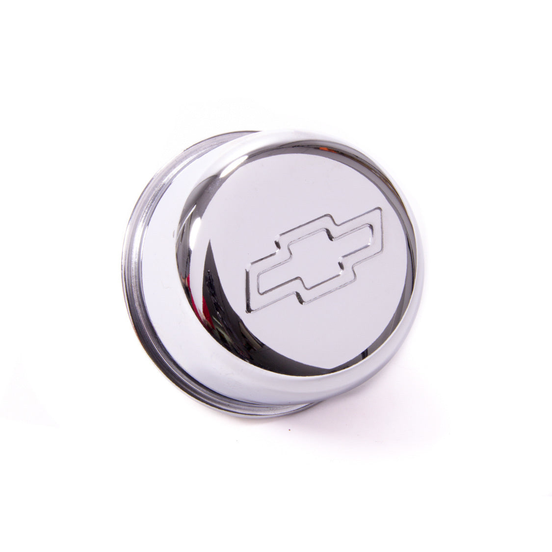 Proform Push-In Round Breather - 1-1/4 in Hole - Chevy Bowtie Logo - Chrome 141-616