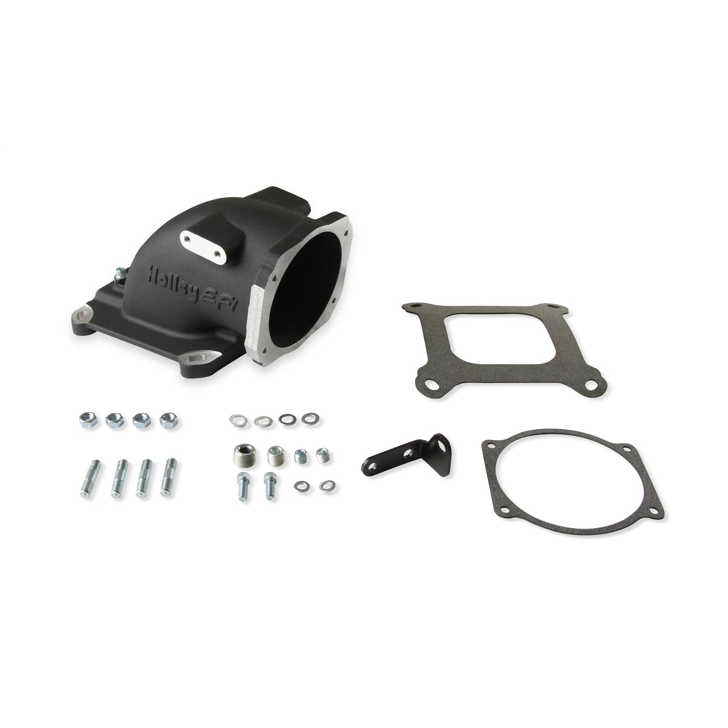Holley EFI Throttle Body Adapter - Elbow - Aluminum - Black - GM LS-Series to 4150 Mounting Flange