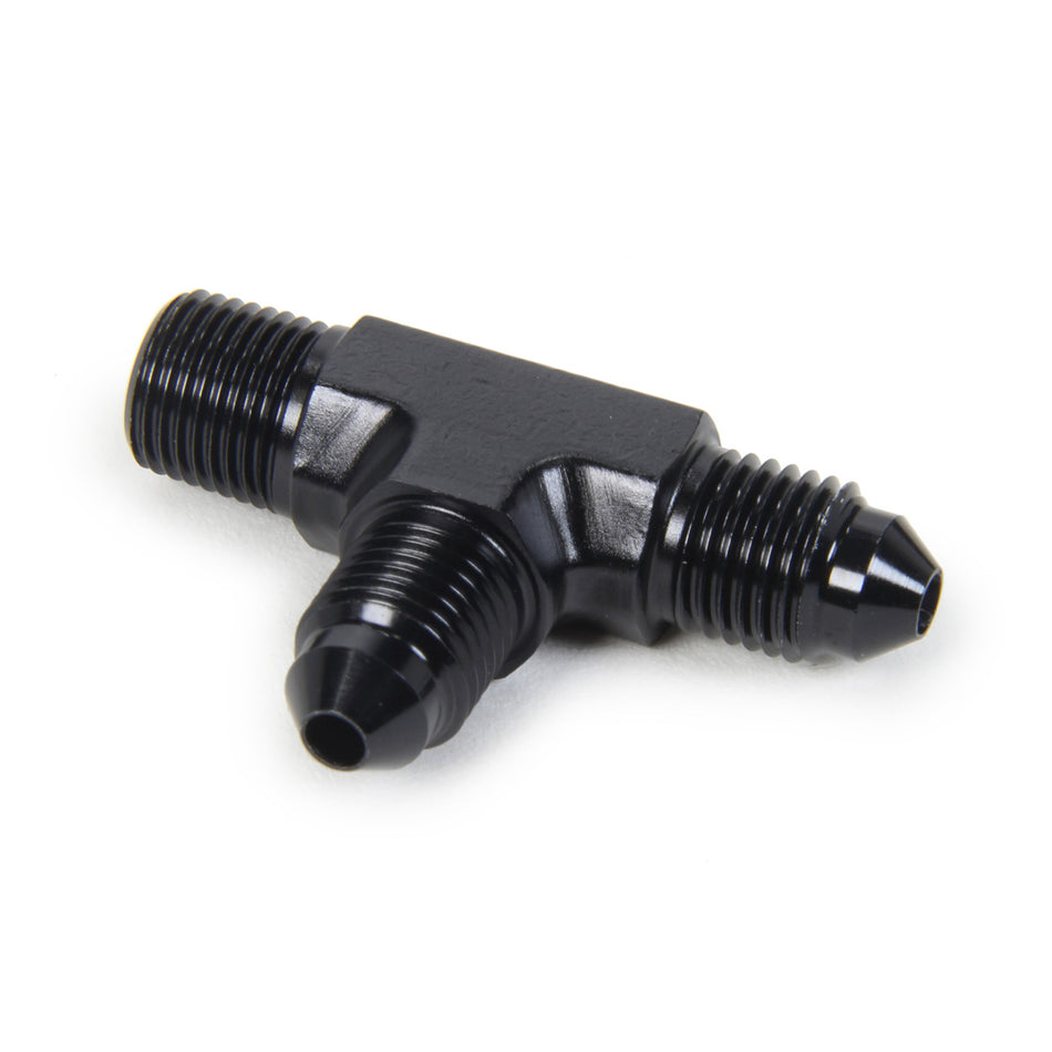 Triple X 3 AN Male x 3 AN Male x 1/8 in NPT Male Adapter Tee - Black Anodized HF-92131-BLK