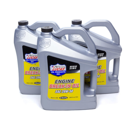 Lucas SAE 20W-50 Break-In Oil Case 3 X 5 Quart Bottle