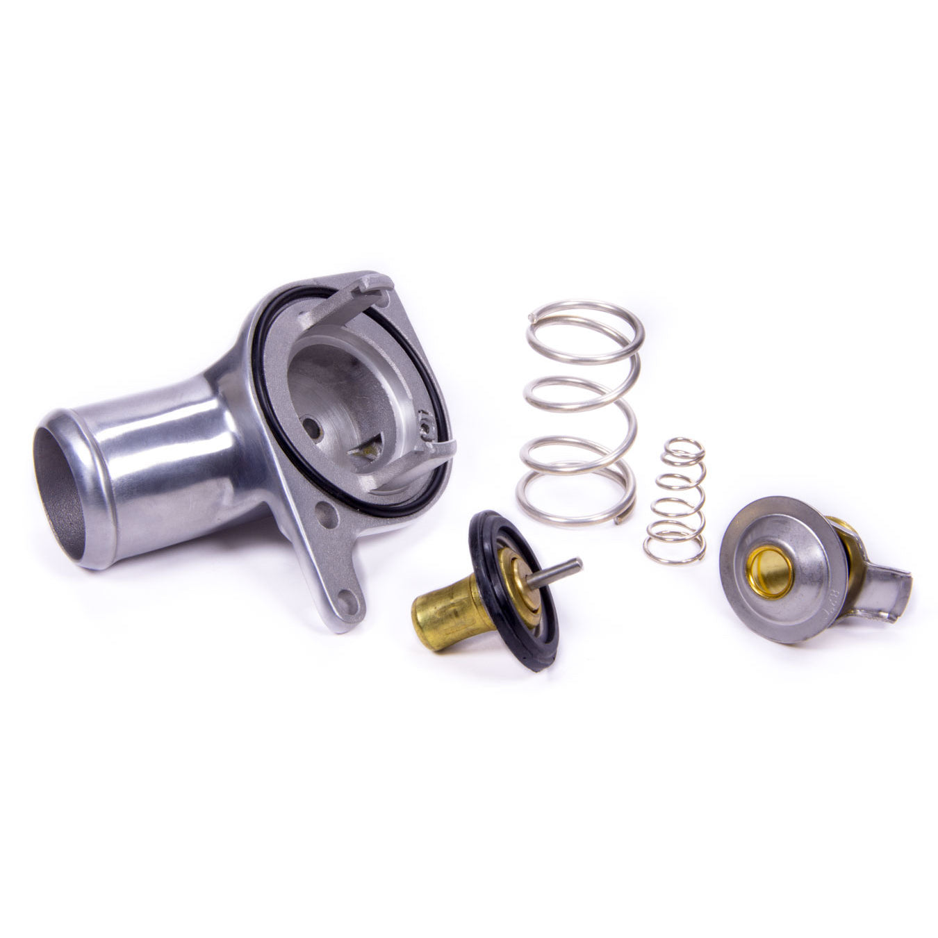 PRW INDUSTRIES 1-1/2" ID Hose Water Neck and Thermostat 180 Degree Thermostat Replacement Aluminum - Polished
