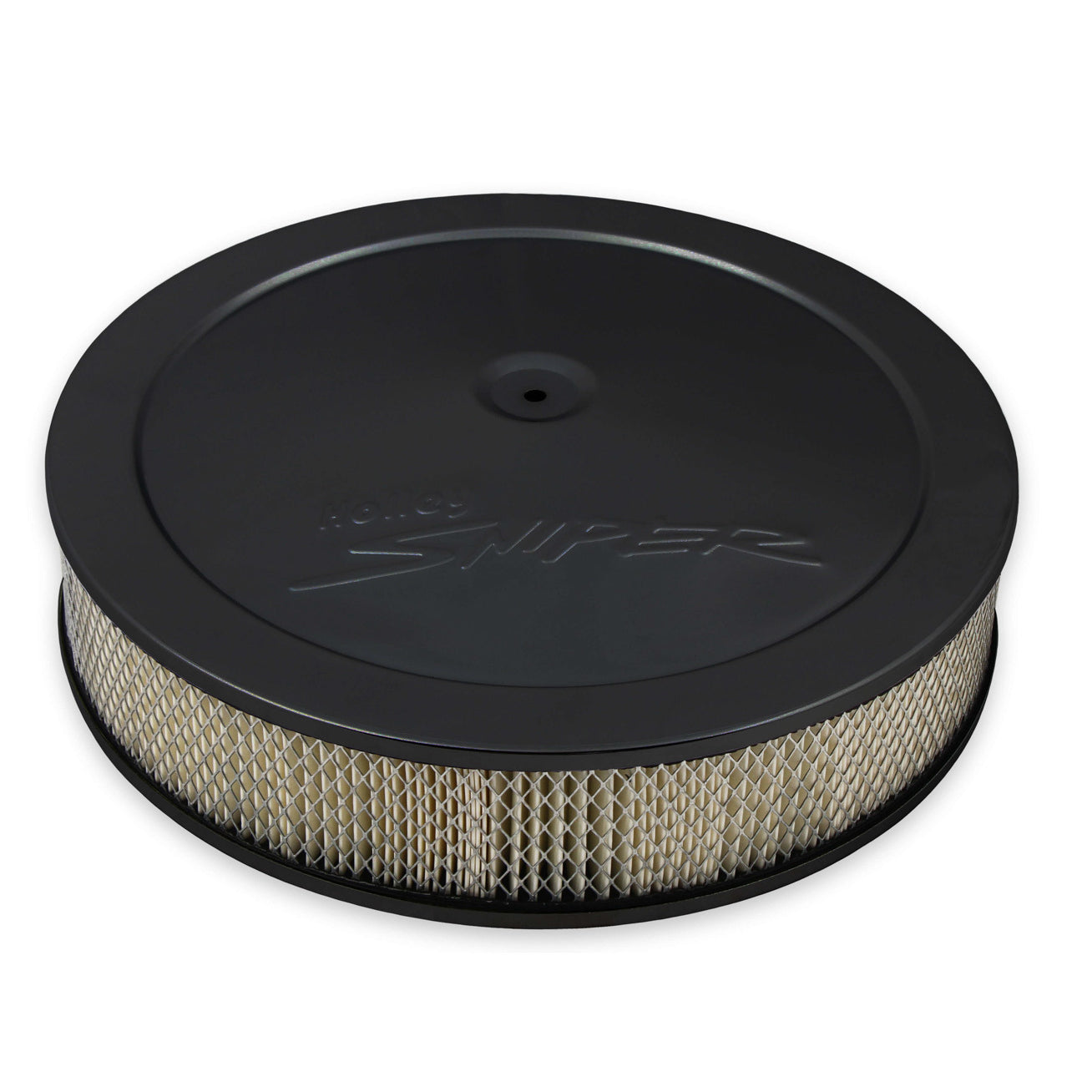 Holley 14" Round Air Cleaner Assembly - 3" Tall - 5-1/8" Carb Flange - Drop Base - Paper Filter - Steel - Black