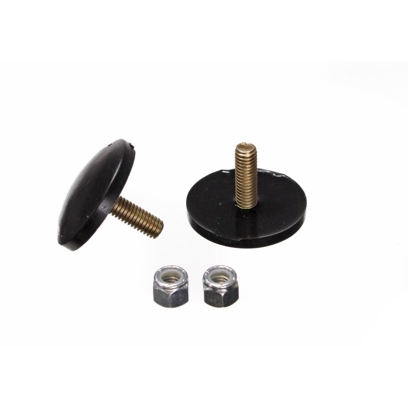 Energy Suspension Hyper-Flex Bump Stop - 0.375 in Tall - 2 in OD - 3/8 in Stud - Lock Nut - Black - Universal - Pair