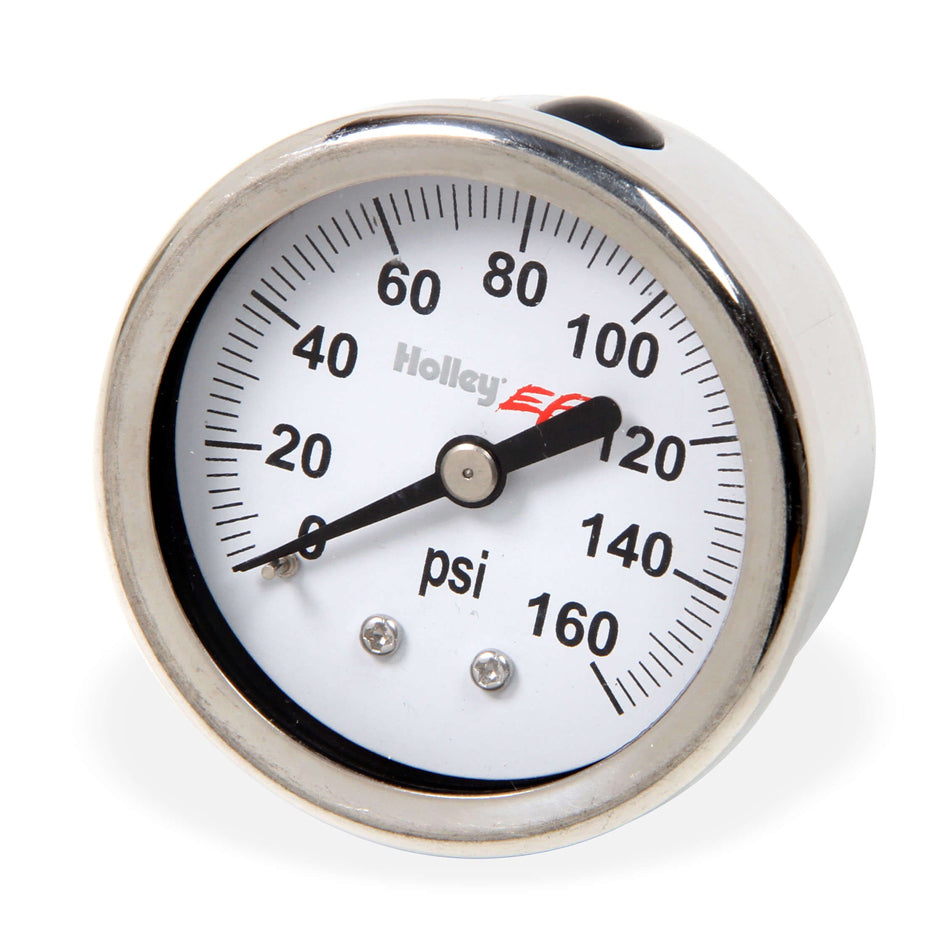 Holley EFI Fuel Pressure Gauge - 0-160 psi - Mechanical - Analog - 2" Diameter - White Face