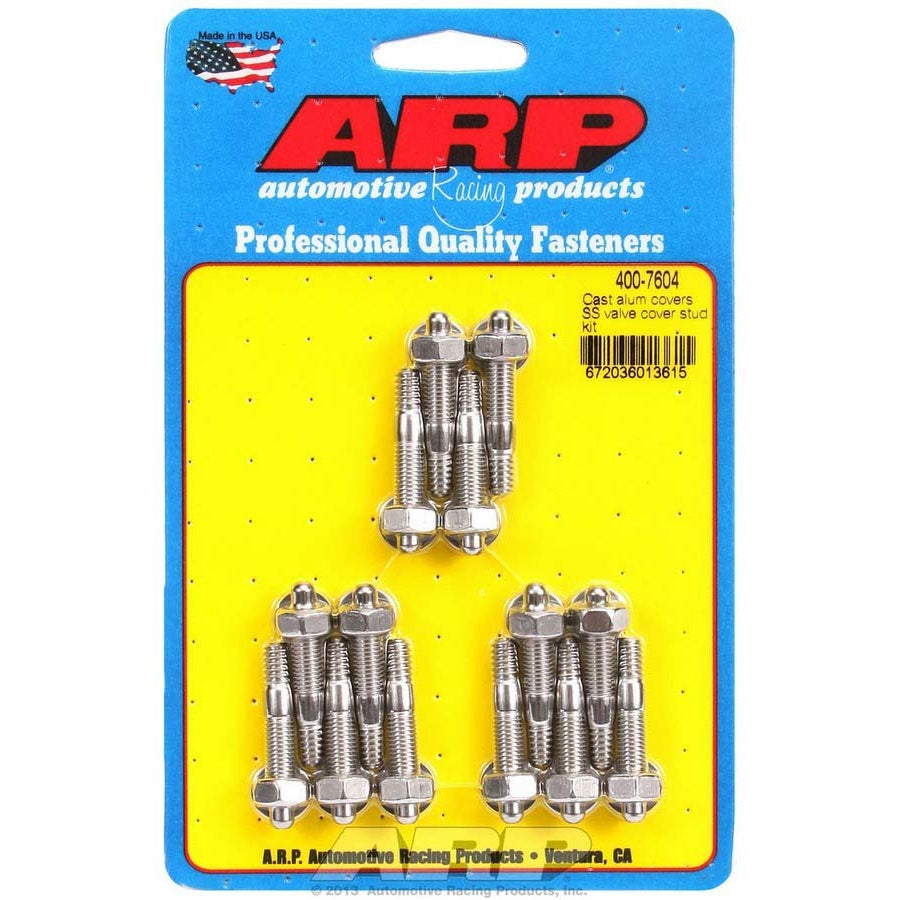 ARP Stainless Steel Valve Cover Stud Kit - Hex - Cast Aluminum Covers - 1/4"-20 Thread - Set of 14